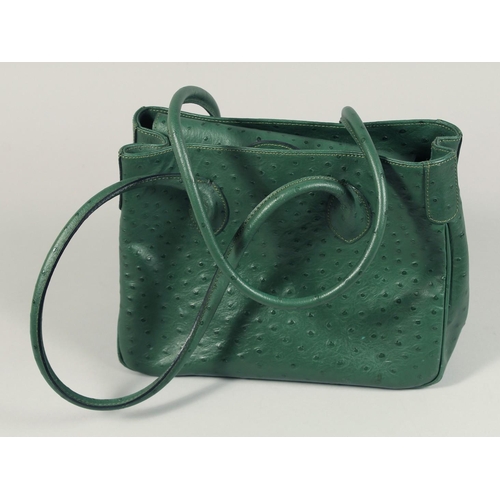 1479 - A FRANCHETTI BOND OSTRICH SKIN BAG 11ins x 8 ins with two leather handles.