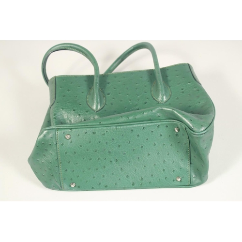 1479 - A FRANCHETTI BOND OSTRICH SKIN BAG 11ins x 8 ins with two leather handles.