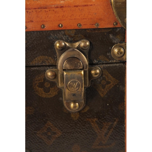 1496 - A LOUIS VUITTON HAT BOX with key. No. 104637. Bought from Saks & Co., Fifth Avenue, New York. Bears ... 