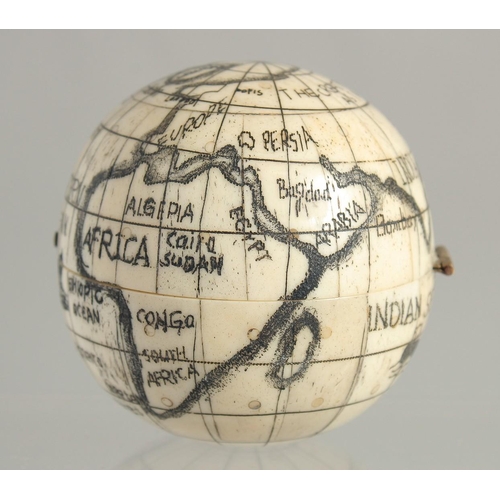 1536 - AN ETCHED BOWL GLOBE. 2.5ins diameter