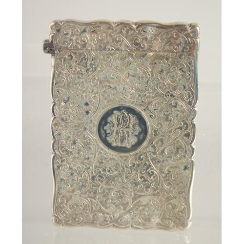 1557 - AN ENGRAVED VICTORIAN SILVER CALLING CARD CASE. Birmingham 1837.