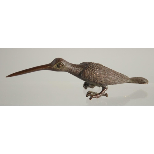 1595 - A JAPANESE BRONZE BIRD. 5.25ins long.