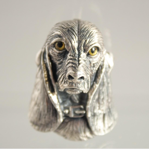 1597 - A SILVER DOG BROOCH.