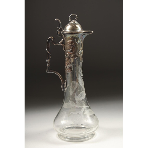 1659 - A W M F ETCHED CLARET JUG. 9ins high.