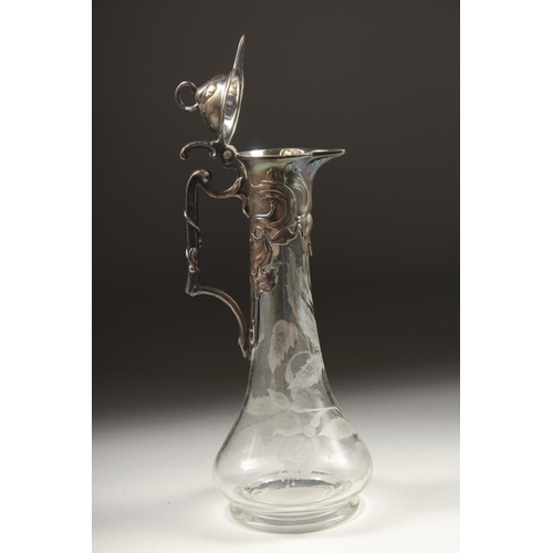 1659 - A W M F ETCHED CLARET JUG. 9ins high.