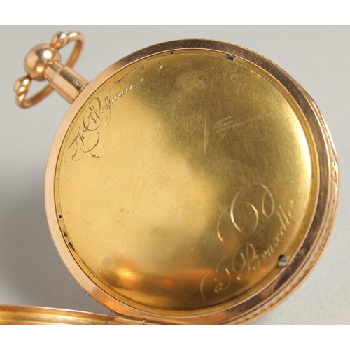 1721 - AN 18TH CENTURY GOLD POCKET WATCH BY F. WEYMAN, BRUXELLES.