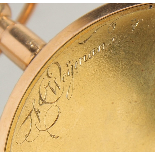 1721 - AN 18TH CENTURY GOLD POCKET WATCH BY F. WEYMAN, BRUXELLES.