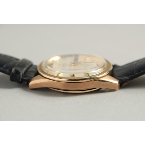 1722 - A GENTLEMAN'S 9CT GOLD OMEGA SEAMASTER AUTOMATIC OVERSIZE DAY DATE WRISTWATCH with leather strap, in... 