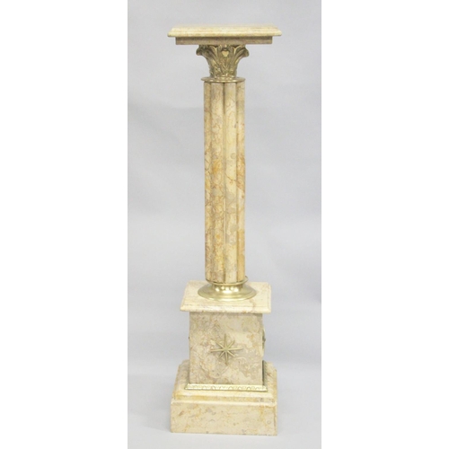 1016 - A GOOD PAIR OF CLUSTER COLUMNS on pedestal bases. 3ft 3ins high.