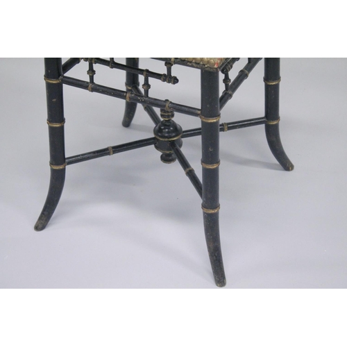 1046 - A FAUX BAMBOO VICTORIAN SQUARE TOP STOOL 18ins high.