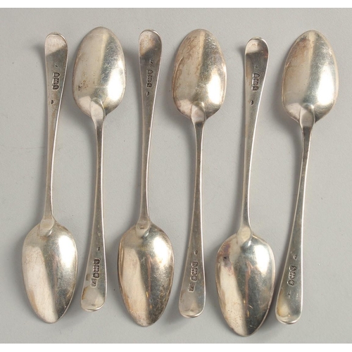 1883 - A SET OF SIX GEORGE III SILVER HESTER BATEMAN TEASPOONS with griffin crest. London 1783.