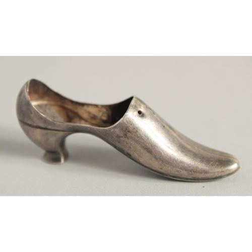 1896 - A LARGE SILVER SHOE, 4.75ins long, Birmingham 1903, and another, 2.5ins long.  Birmingham 1938 (2).