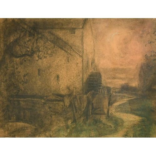 142 - Attributed to Archibald Standish Hartrick (1864-1950), The water mill, charcoal, 12