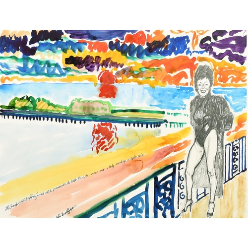 144 - John Bratby (1928-1992), 'The Grand Hotel Brighton Terrace with the promenade, the West pier, the su... 