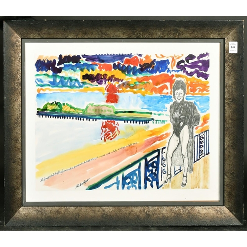 144 - John Bratby (1928-1992), 'The Grand Hotel Brighton Terrace with the promenade, the West pier, the su... 