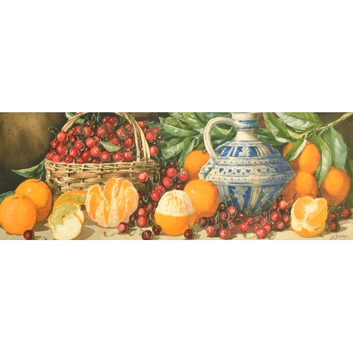 148 - Arthur Dudley (19th/20th Century) British, A pair of still life paintings of fruit, watercolours, bo... 