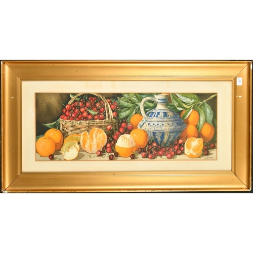 148 - Arthur Dudley (19th/20th Century) British, A pair of still life paintings of fruit, watercolours, bo... 