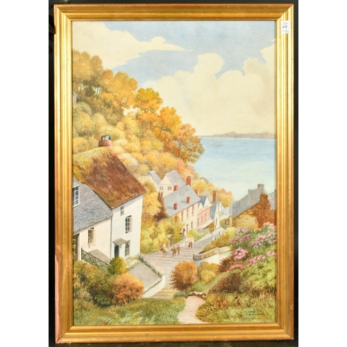 151 - A. Blackshaw, Circa 1923, 'Clovelly' a hilltop view, watercolour, signed, 28.5