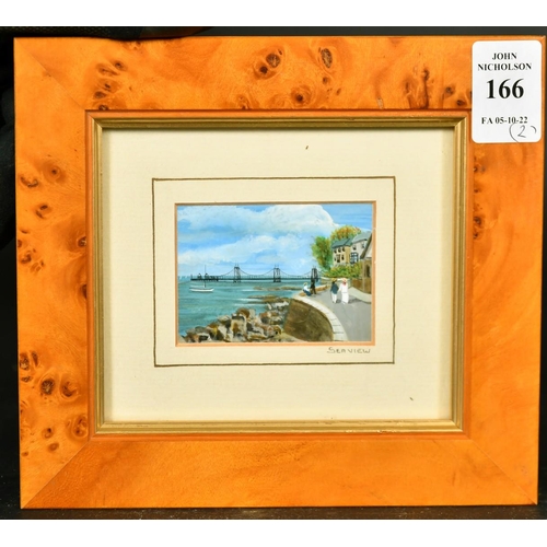 166 - George Davis (20th Century) a pair of miniature paintings of Sea View Pier, Isle of Wight, 1.75