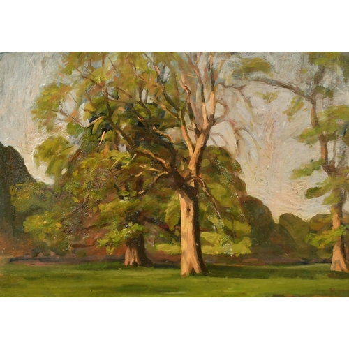 195 - John Brown (20th Century), two landscapes, oil on board, signed with initials, each 10