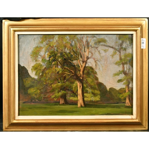 195 - John Brown (20th Century), two landscapes, oil on board, signed with initials, each 10