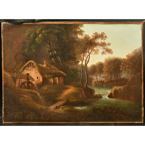 196 - 19th Century School, a watermill in a landscape, oil on canvas, 12.5