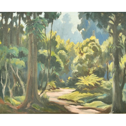 202 - Edward B. Lattey (1899-1986) New Zealand, 'Bush Track, Kuratau', oil on canvas, signed, inscribed ve... 