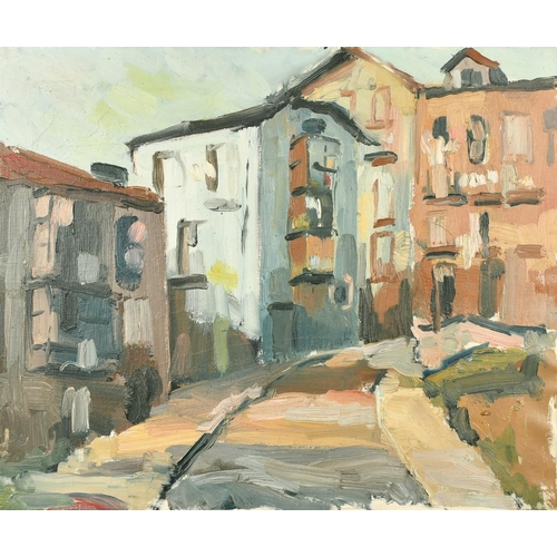 204 - Paul Funge (1944-2011) Irish, old buildings in Santander, oil on canvas, signed and inscribed verso,... 