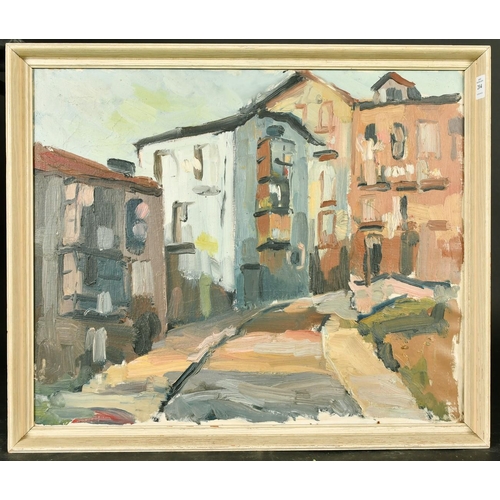 204 - Paul Funge (1944-2011) Irish, old buildings in Santander, oil on canvas, signed and inscribed verso,... 