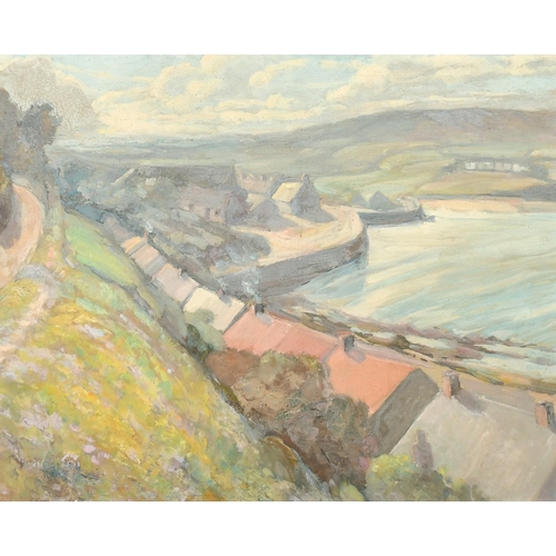 206 - Odell, 20th Century, Possibly Irish, a view of a harbour town, oil on board, 20