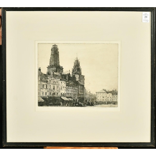 29 - A. J. Finberg, an etching of Calais, signed and dedicated to the Prior of Orpington, 8