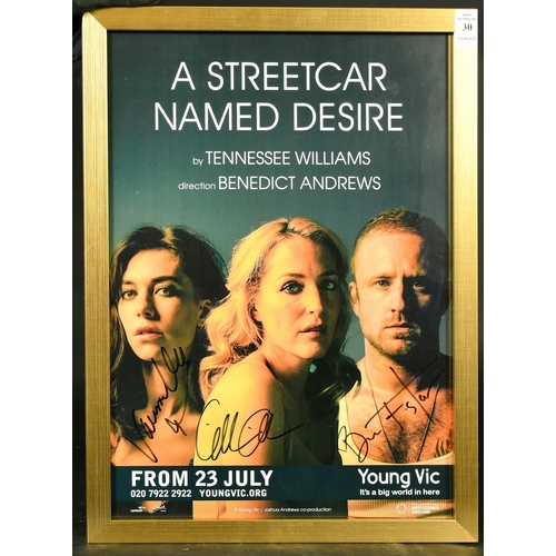 30 - A poster for the Young Vic production of 'A Streetcar Named Desire', signed by the leading actors, G... 