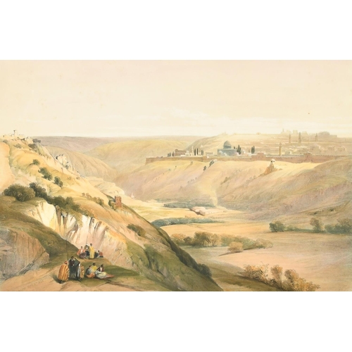 32 - After David Roberts (1796-1864) British, 'Jerusalem from the Mount of Olives', hand coloured lithogr... 