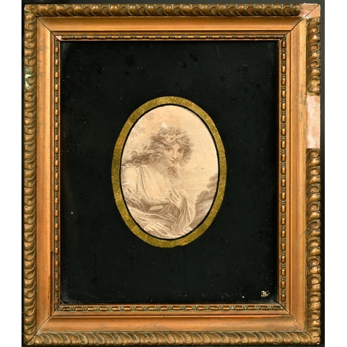 48 - 19th Century, a print of a lady in classical dress, in a Verre Eglomise frame, 7