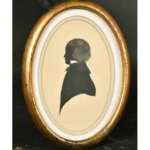 53 - 19th Century, a silhouette portrait of a boy, black ink and wash, 6.75