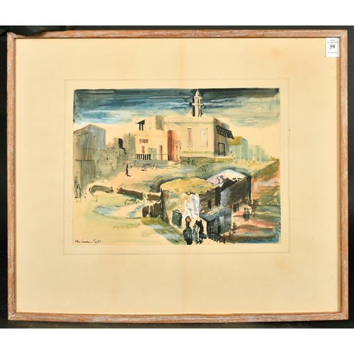 59 - Leslie P. Moore (1913-1976), an Egyptian scene, watercolour, signed and inscribed and dated 1942, 9.... 