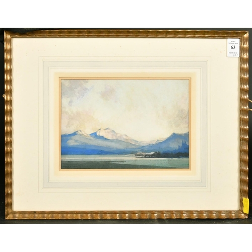 63 - Victor Wyatt Burnand (1868-1940), 'Lake Lucerne, Evening', watercolour, signed, 6