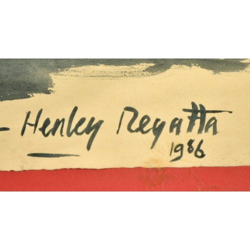 64 - English School, circa 1986, 'Henley Regatta', a parody, watercolour, inscribed, 31