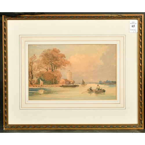 65 - Attributed to David Cox Jnr. 'Battersea Reach', watercolour, 5.5