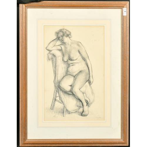 66 - George Charlton (1899-1979) British, a study of a seated female nude, charcoal, signed, 16