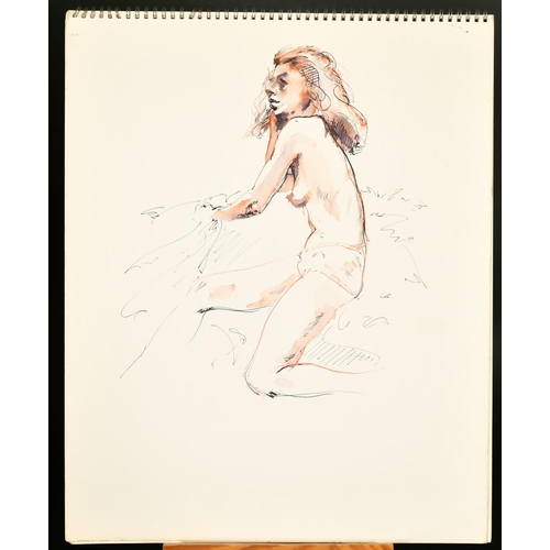 68 - Alistair Grant (1925-1997) British, a sketch book of 12 female nude studies, watercolour, ink and cr... 