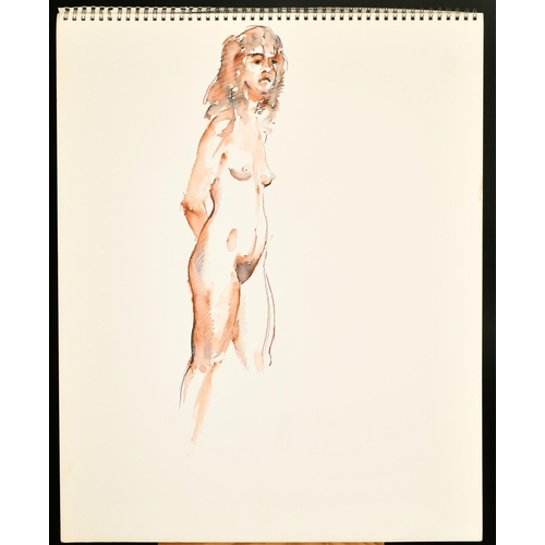 68 - Alistair Grant (1925-1997) British, a sketch book of 12 female nude studies, watercolour, ink and cr... 