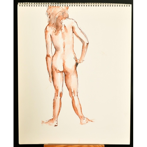 68 - Alistair Grant (1925-1997) British, a sketch book of 12 female nude studies, watercolour, ink and cr... 