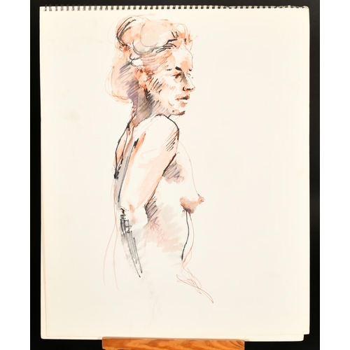 68 - Alistair Grant (1925-1997) British, a sketch book of 12 female nude studies, watercolour, ink and cr... 