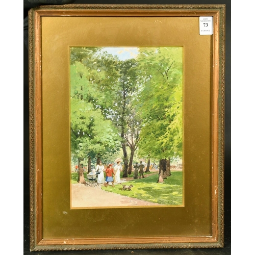 73 - Edouard Rischgitz (1828-1909) Swiss/British, 'Summer, Kensington Gardens', watercolour, signed, 10.5... 