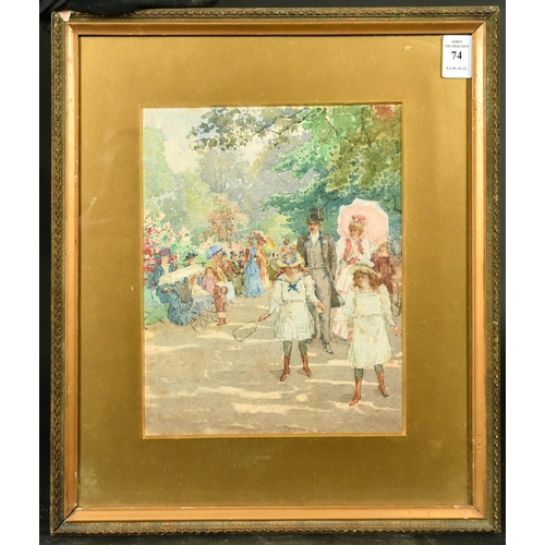 74 - Edouard Rischgitz (1828-1909) Swiss/British, 'In the Park, Sunny Morning', watercolour, 9.5