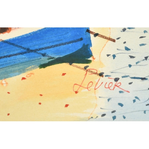 82 - Charles Levier (1920-2003) French, fishing boats beached beneath chalky cliffs, watercolour, signed,... 