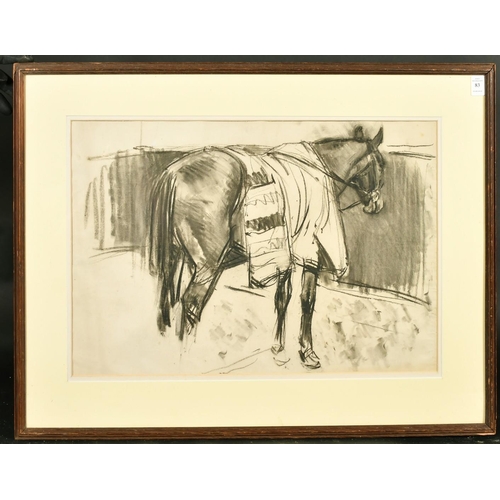 83 - Attributed to Lucy Kemp-Welch (1869-1958) British, a study of a horse in a stable, charcoal, 15.5