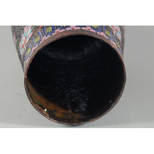 2 - A VERY LARGE CHINESE CLOISONNE VASE, decorated with enamelled wirework floral motifs, (lacking base)... 