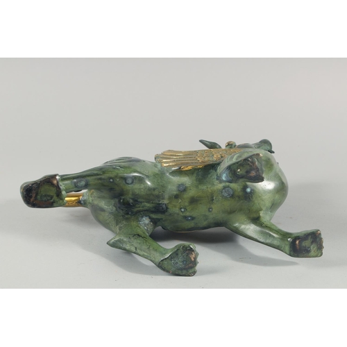 26 - A LARGE METAL FIGURE OF A MYTHOLOGICAL BEAST, 35cm long.